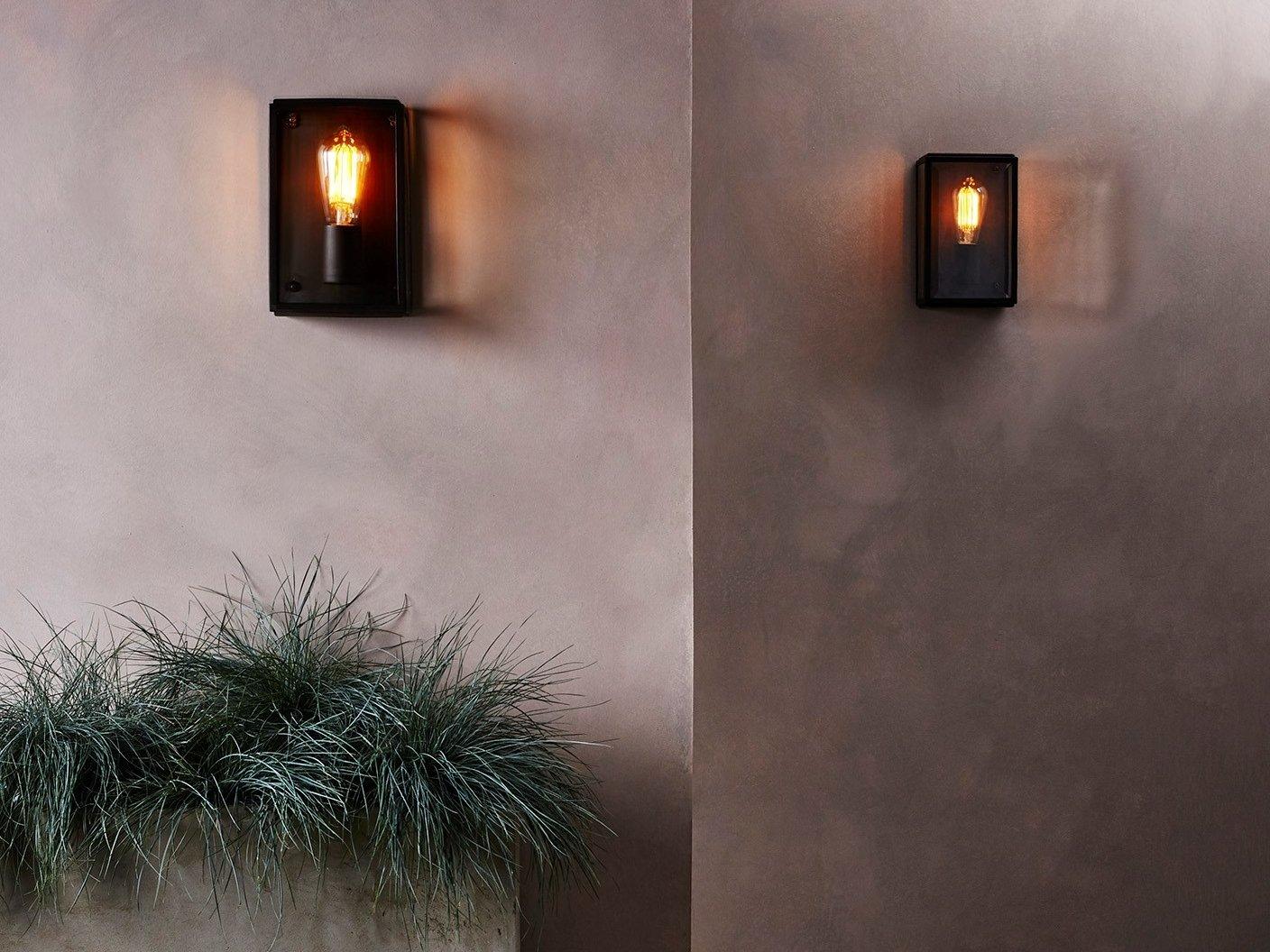 HOMEFIELD 160 Glass and steel outdoor wall lamp