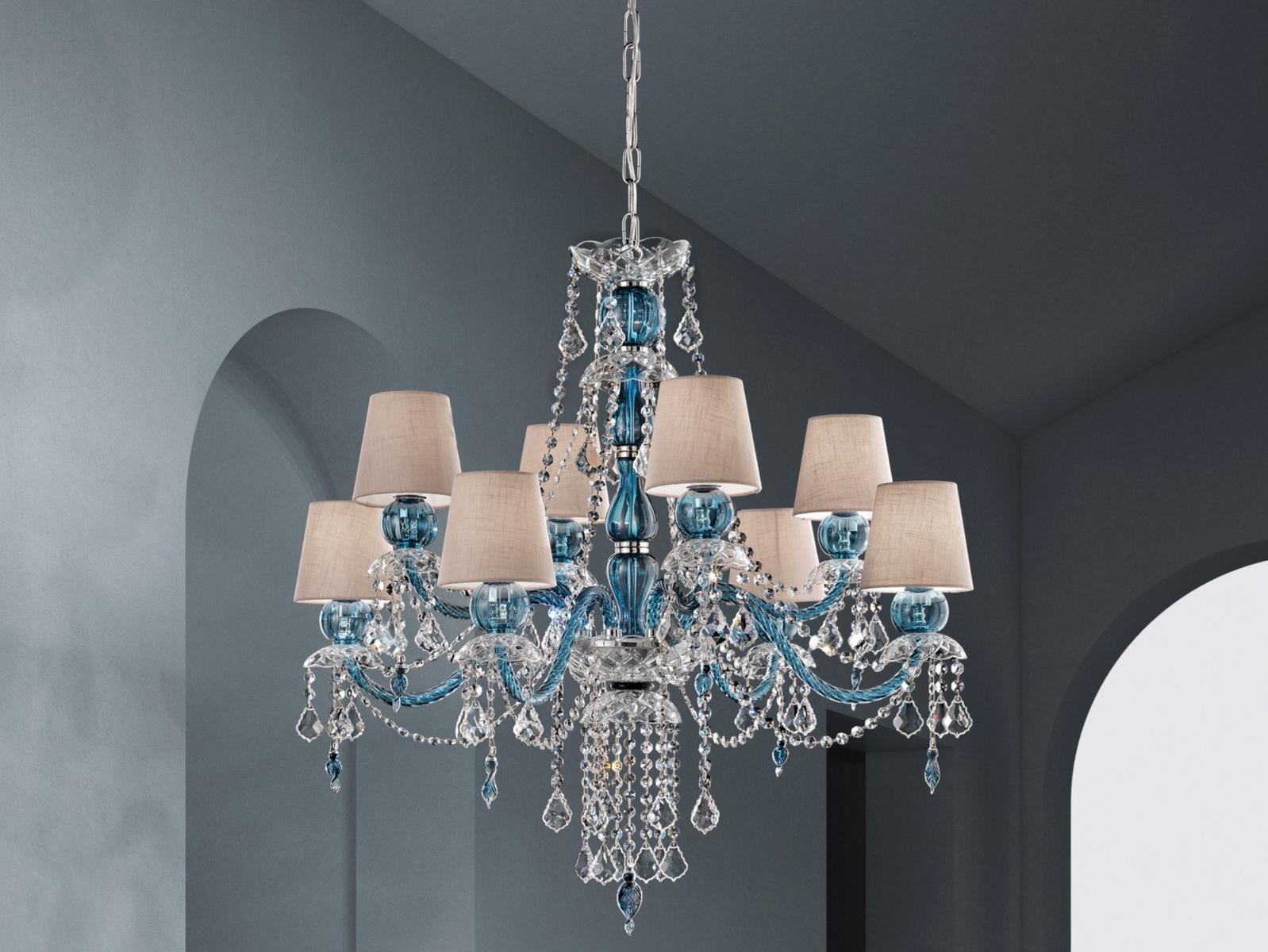 MICHIEL Glass chandelier with crystals