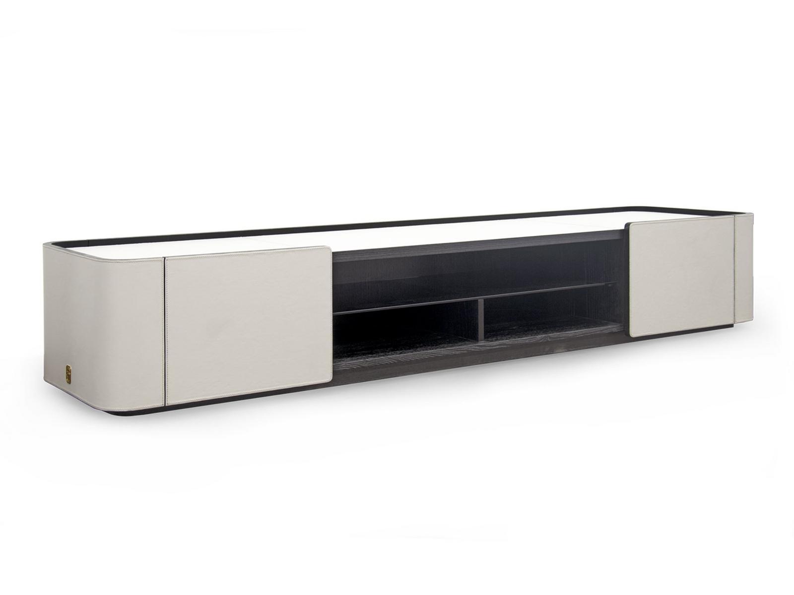 DOWNTOWN Leather TV cabinet with doors