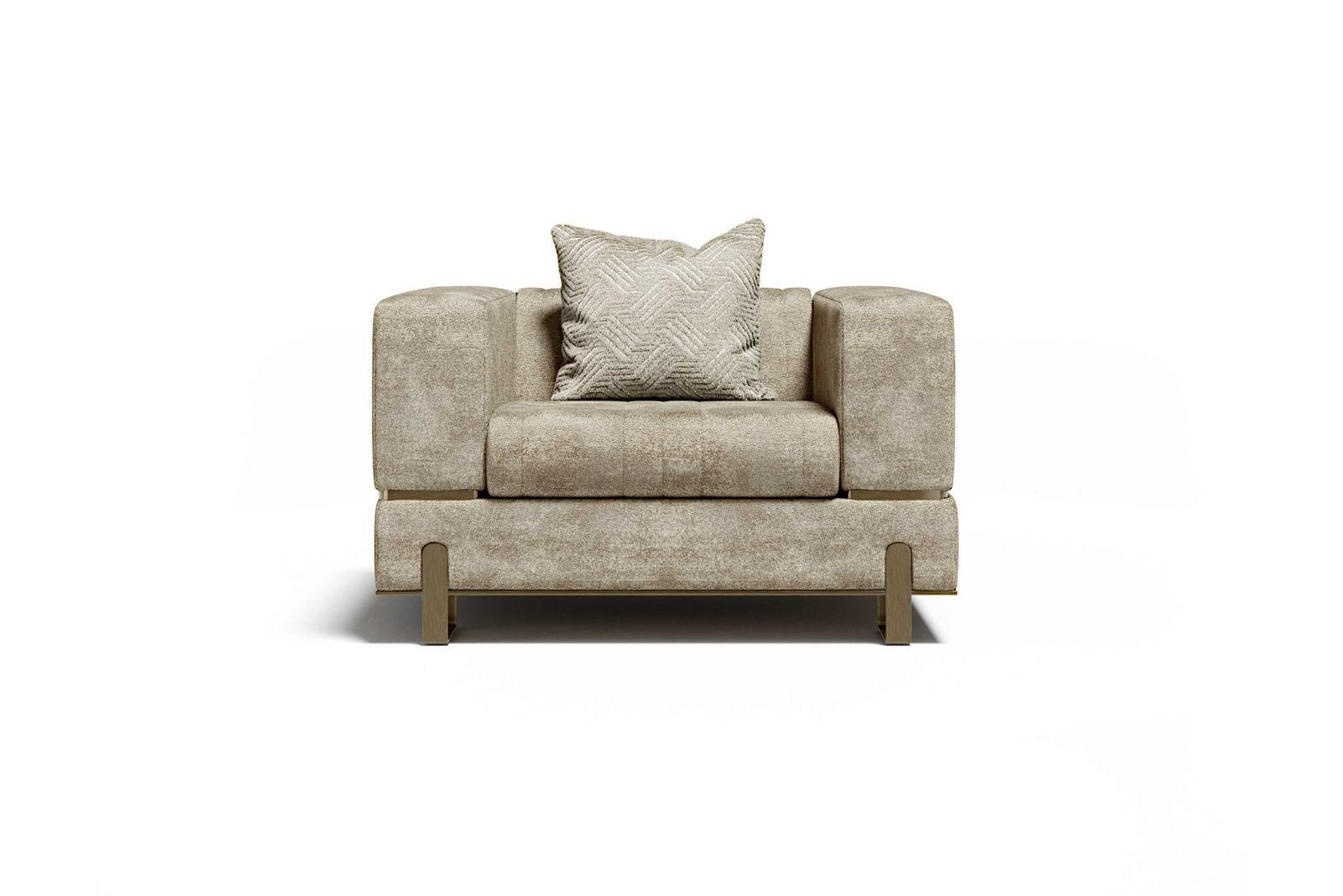 GRAND Fabric armchair with armrests