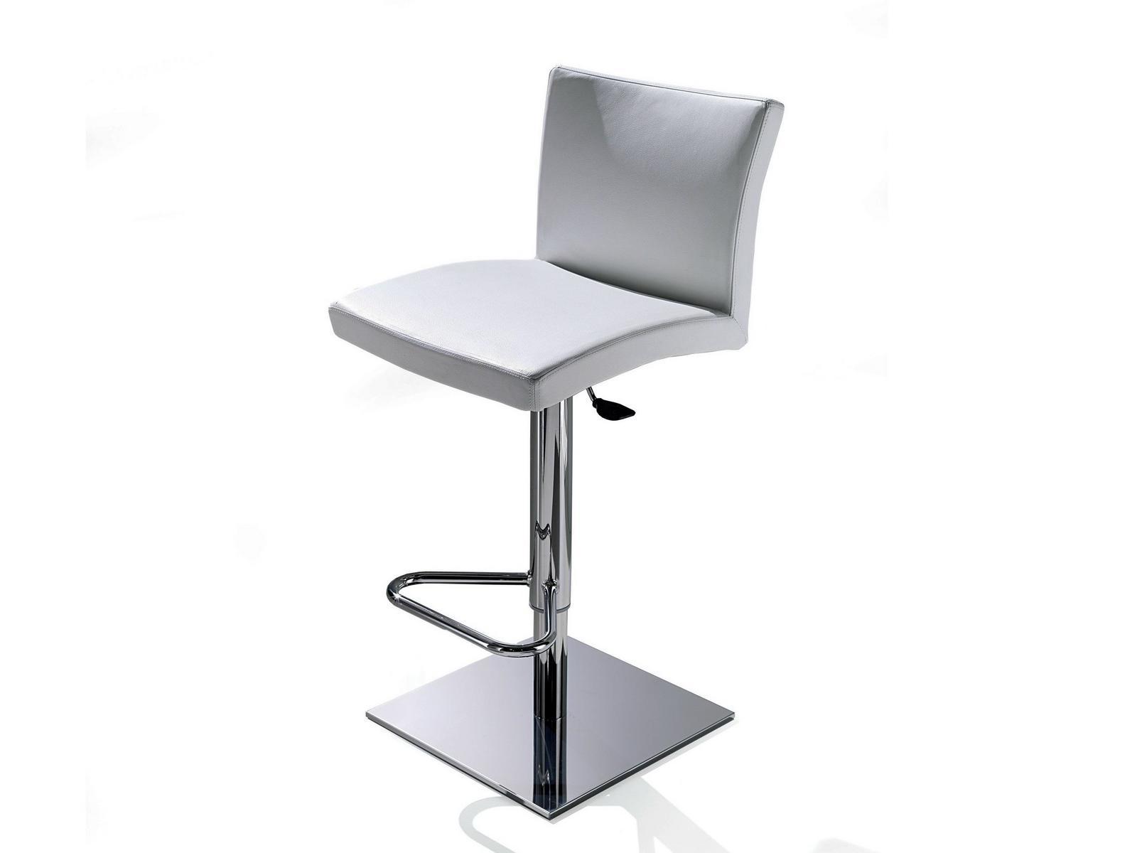 SOFT Upholstered height-adjustable leather stool