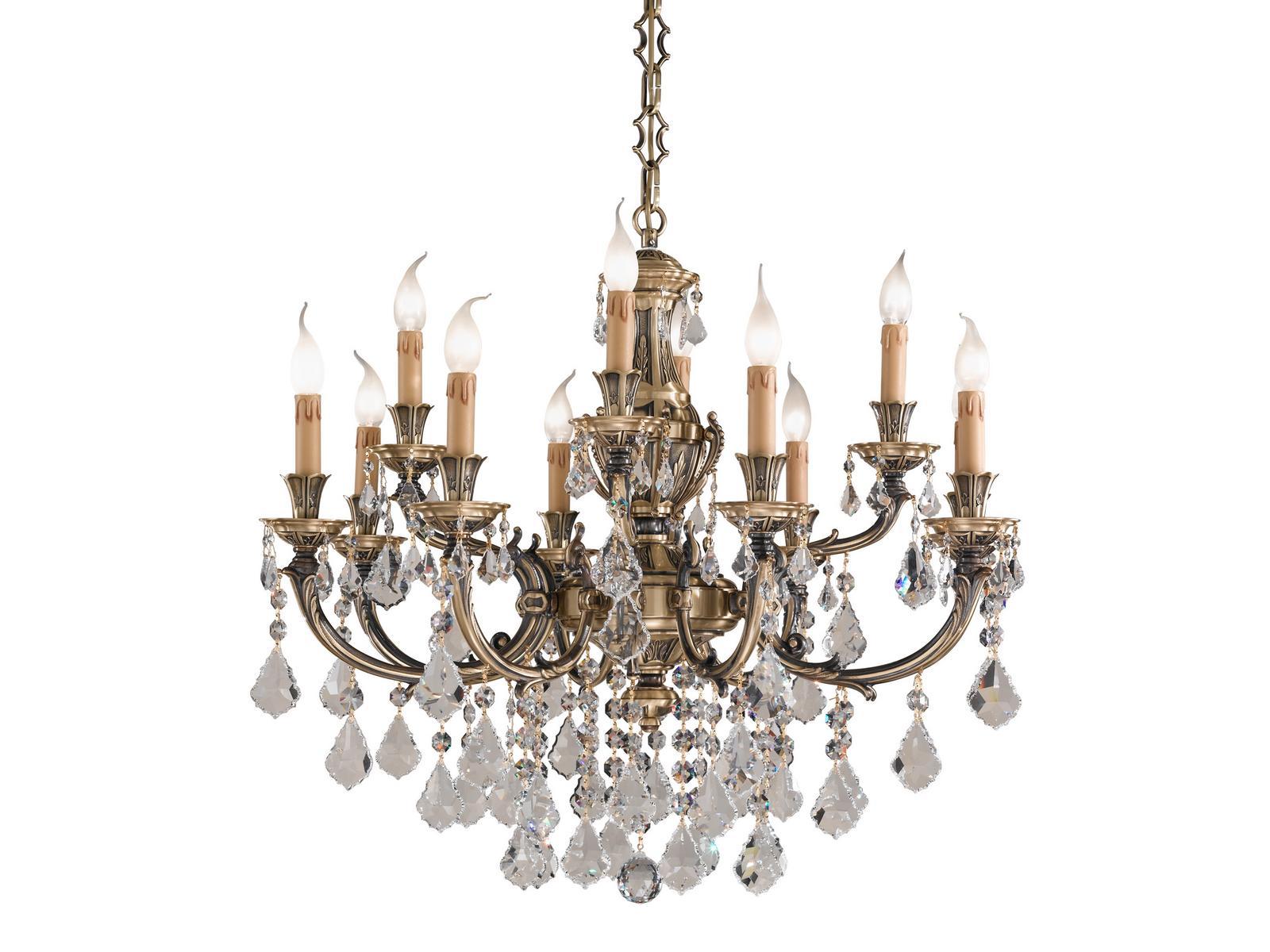 WINDSOR 888/8+4-SH/P Antique Brass chandelier with Schoeler crystals