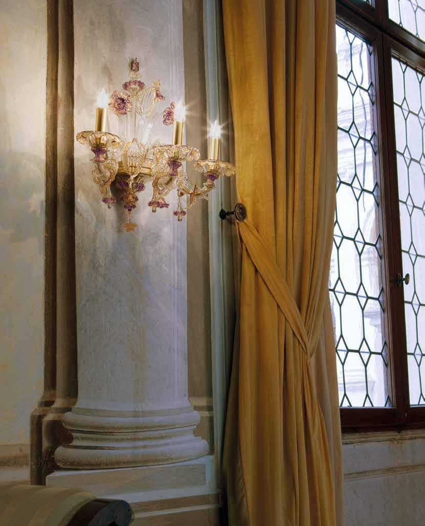 REZZONICO Glass wall lamp with crystals