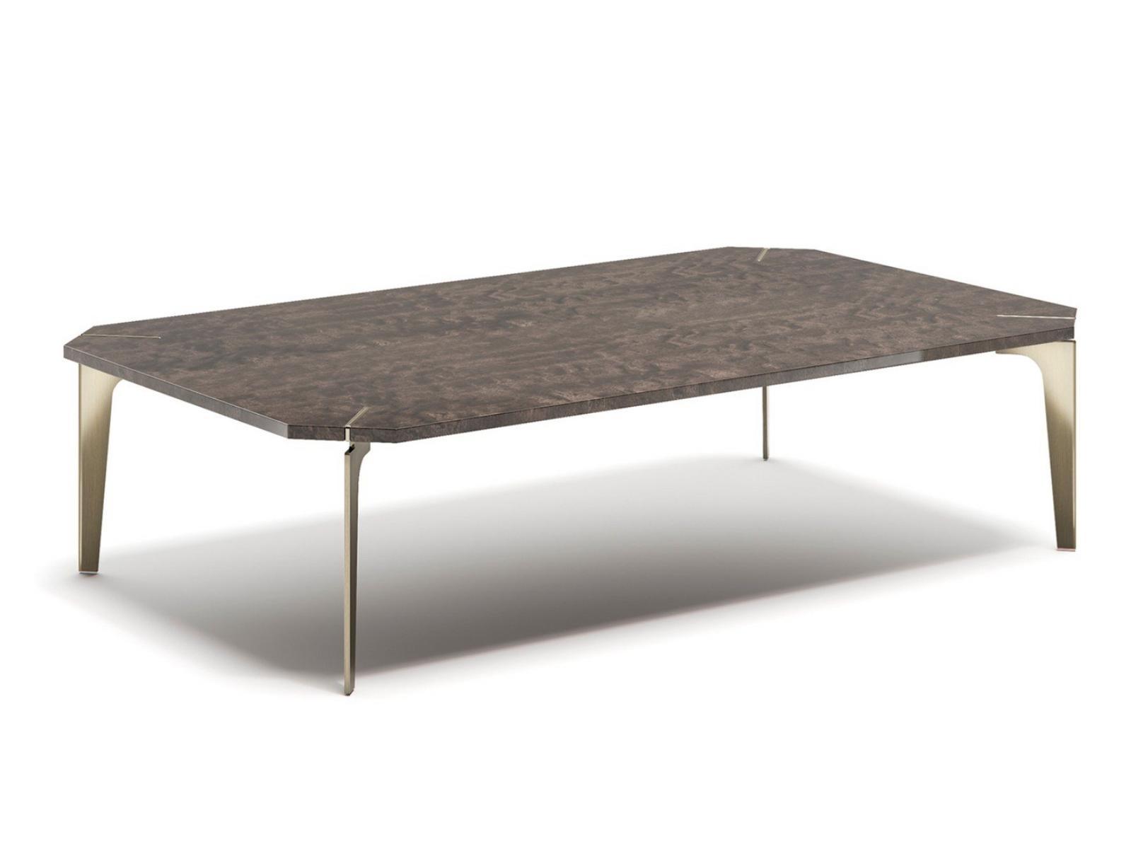 ECLECTIC R Low rectangular steel and wood coffee table