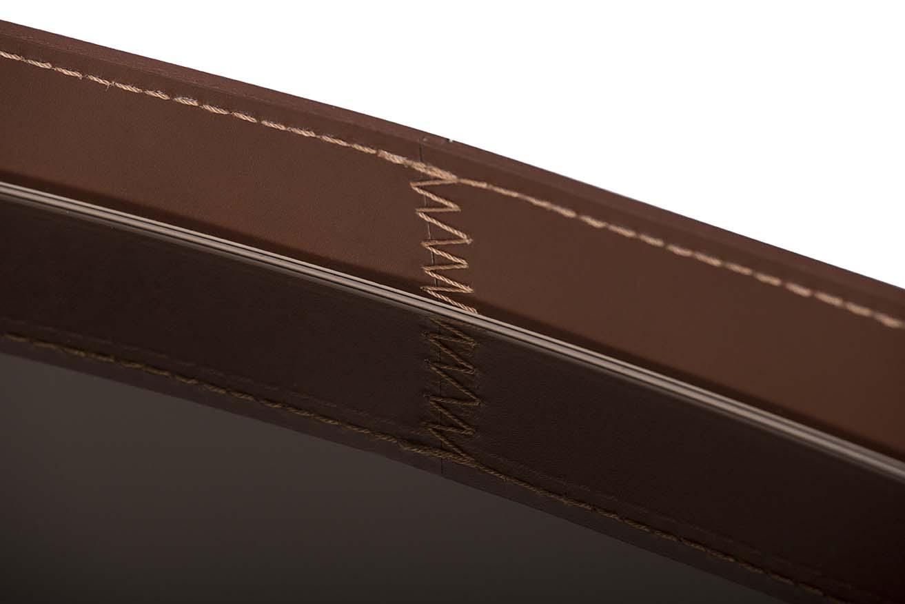 VEGA Framed tanned leather mirror