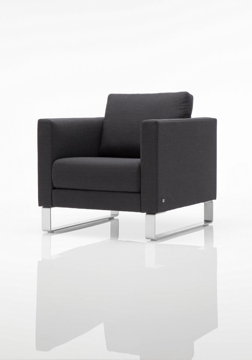 004 VIDA Sled base fabric armchair with headrest