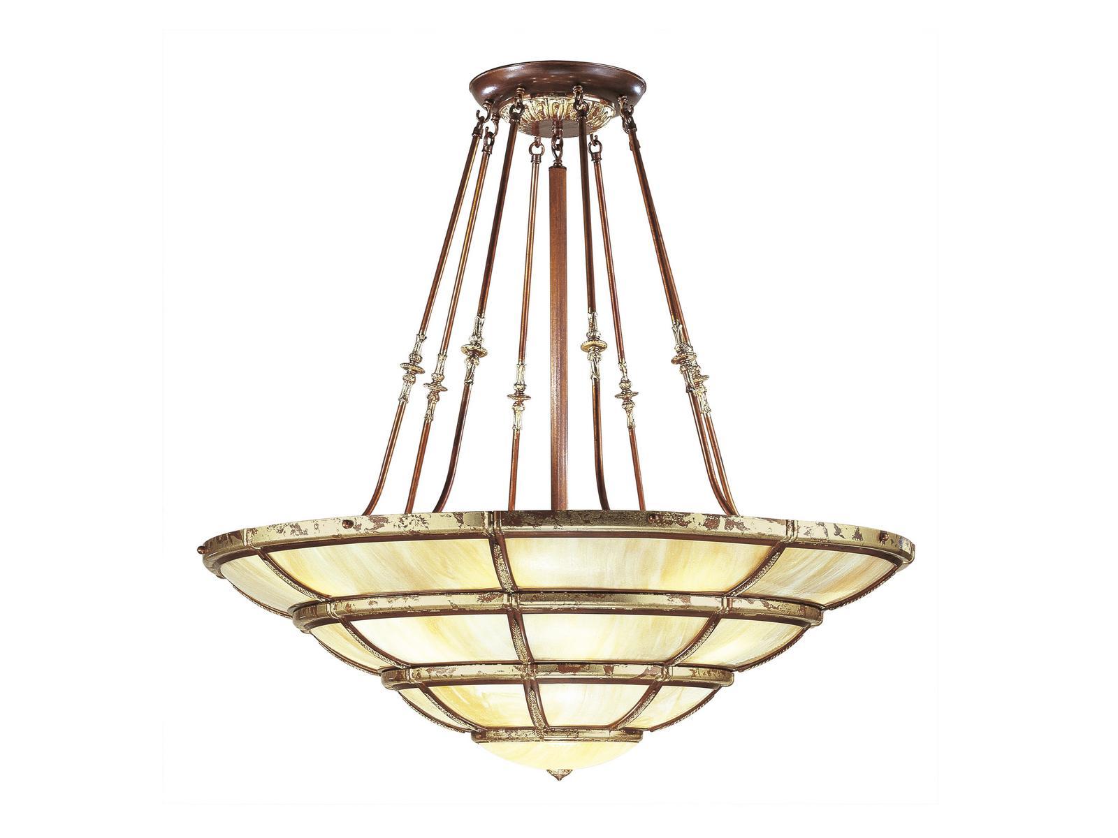 GIOTTO 1898/22 Rust gold leaf finish chandelier with onyx glass
