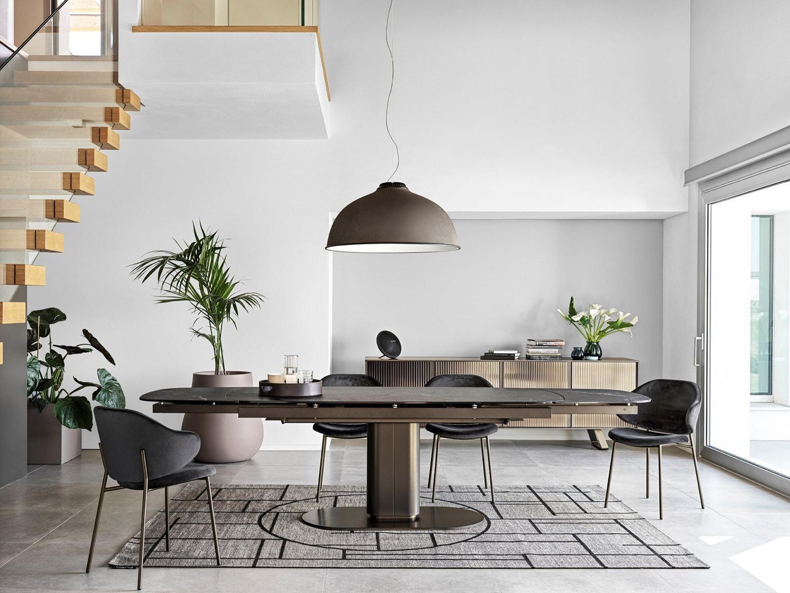 CAMEO Extending oval table with marble effect top