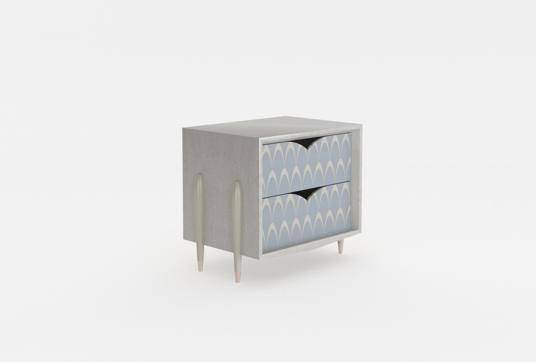 PEACOCK Rectangular wood veneer bedside table with drawers