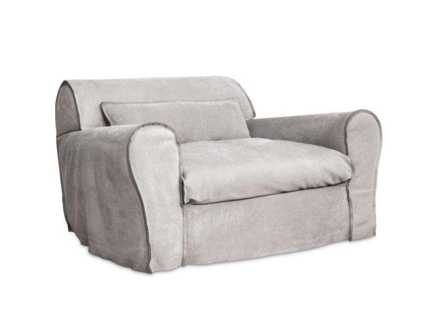 HOUSSE EXTRA Leather armchair with armrests