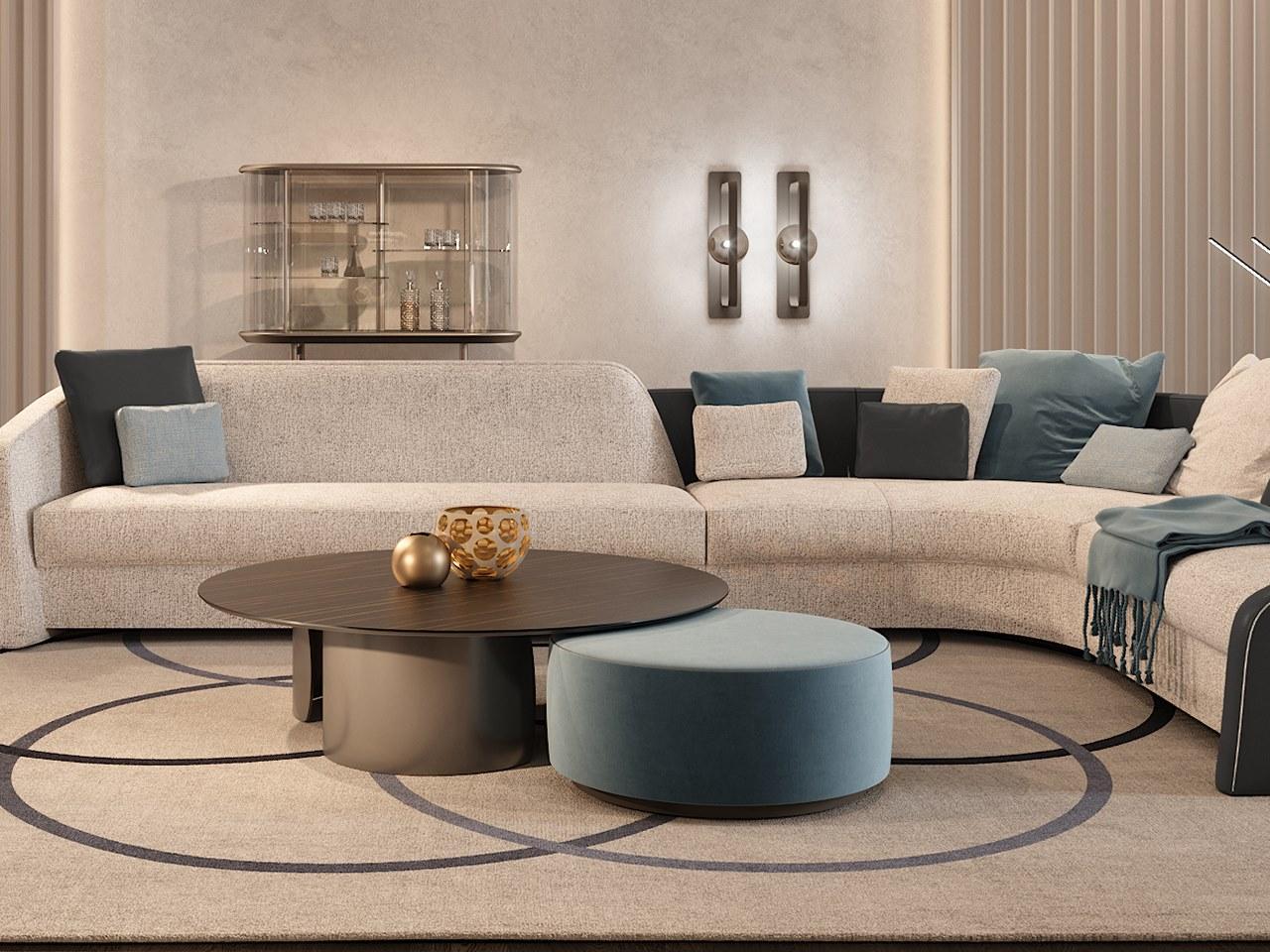 CIRCLE Round leather pouf