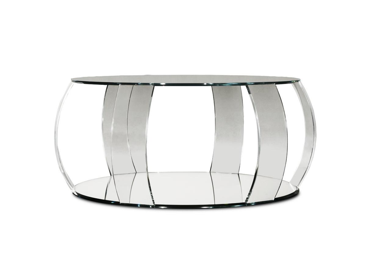 BARRIQUE Round glass coffee table for living room