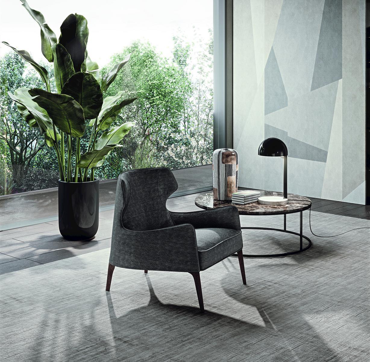 CROSBY BERGERE Fabric armchair with armrests