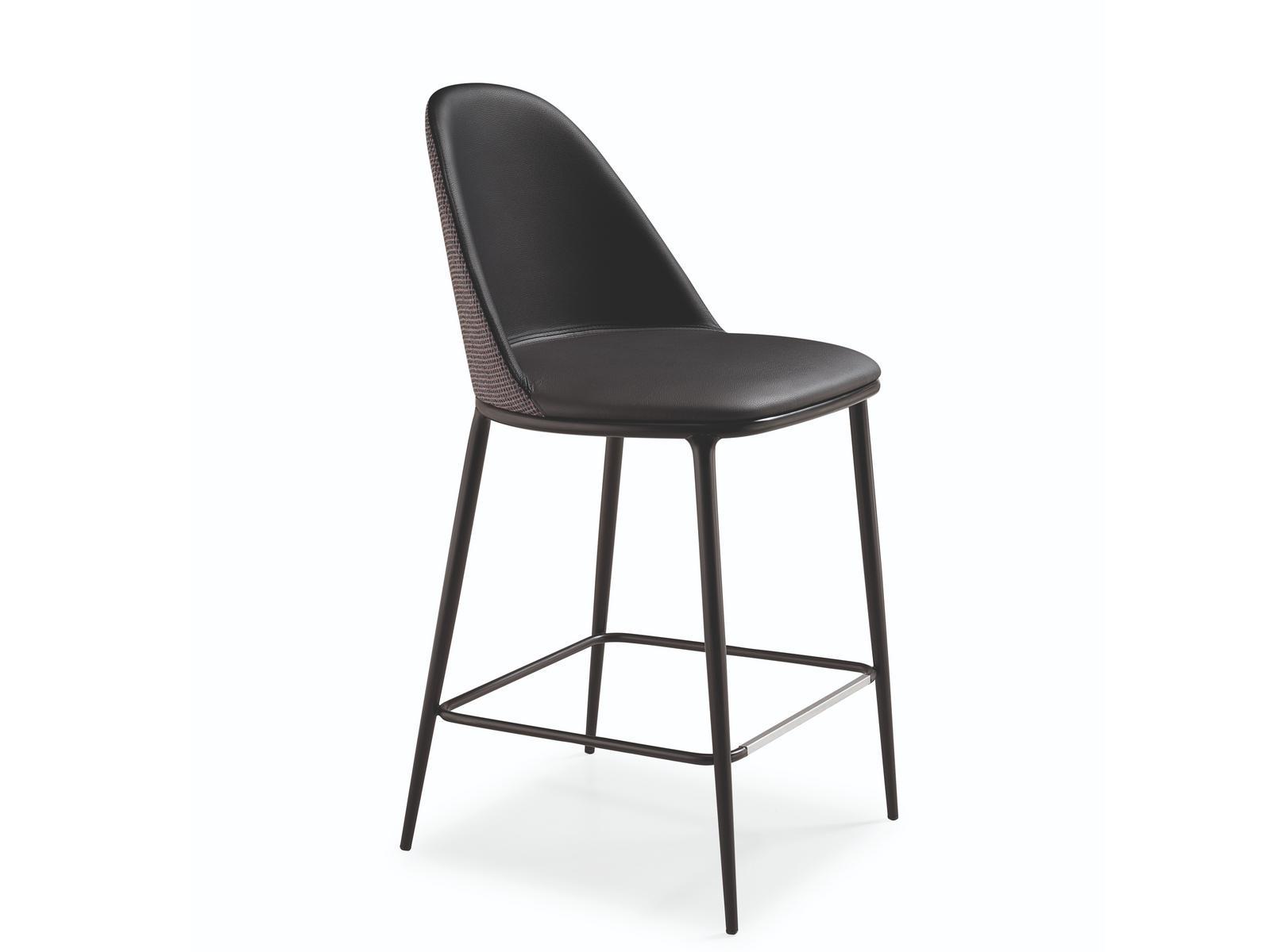 LEA H65 Leather kitchen stool with back