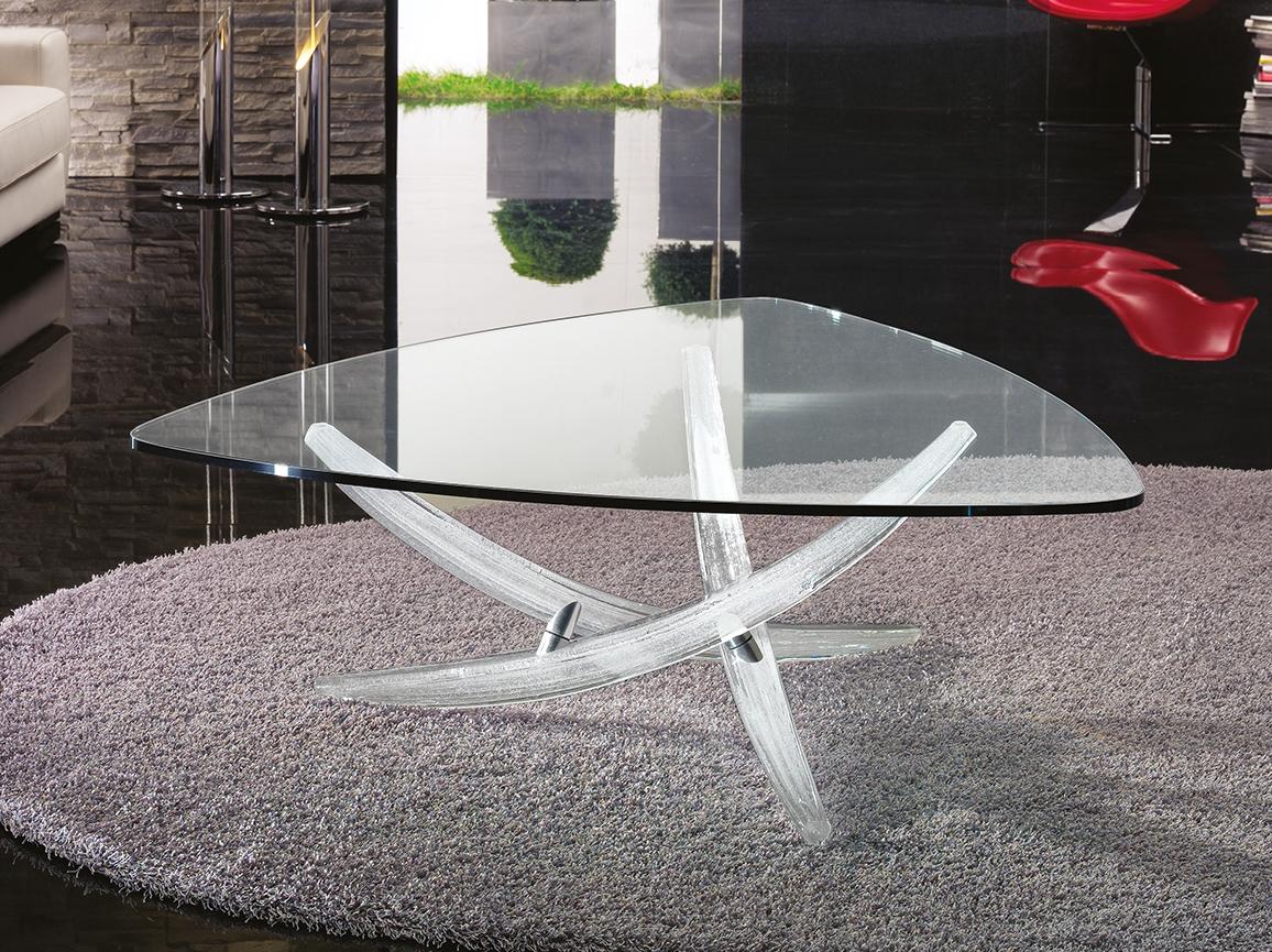 FILI D'ERBA Triangular glass coffee table
