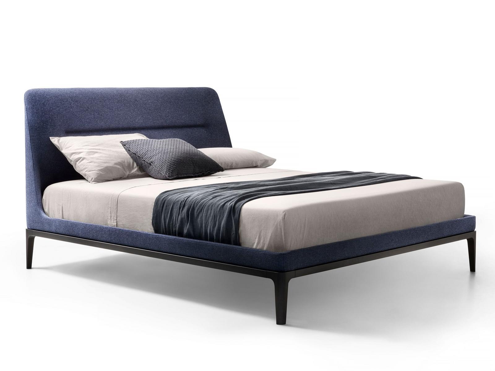 VICTORIANO Fabric double bed with upholstered headboard