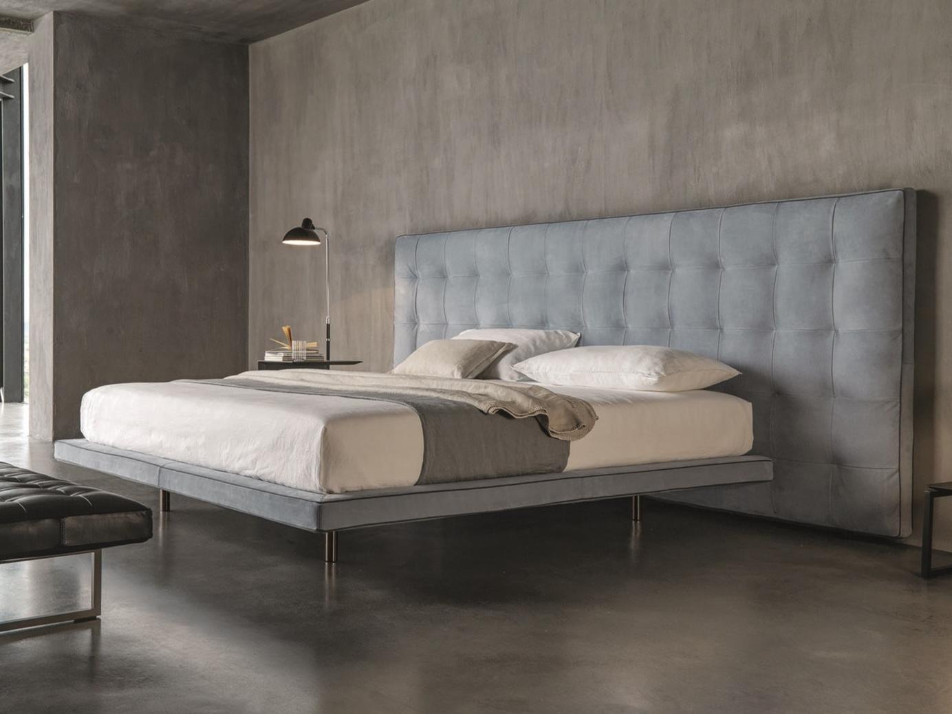 LUDWIG Fabric double bed with tufted headboard