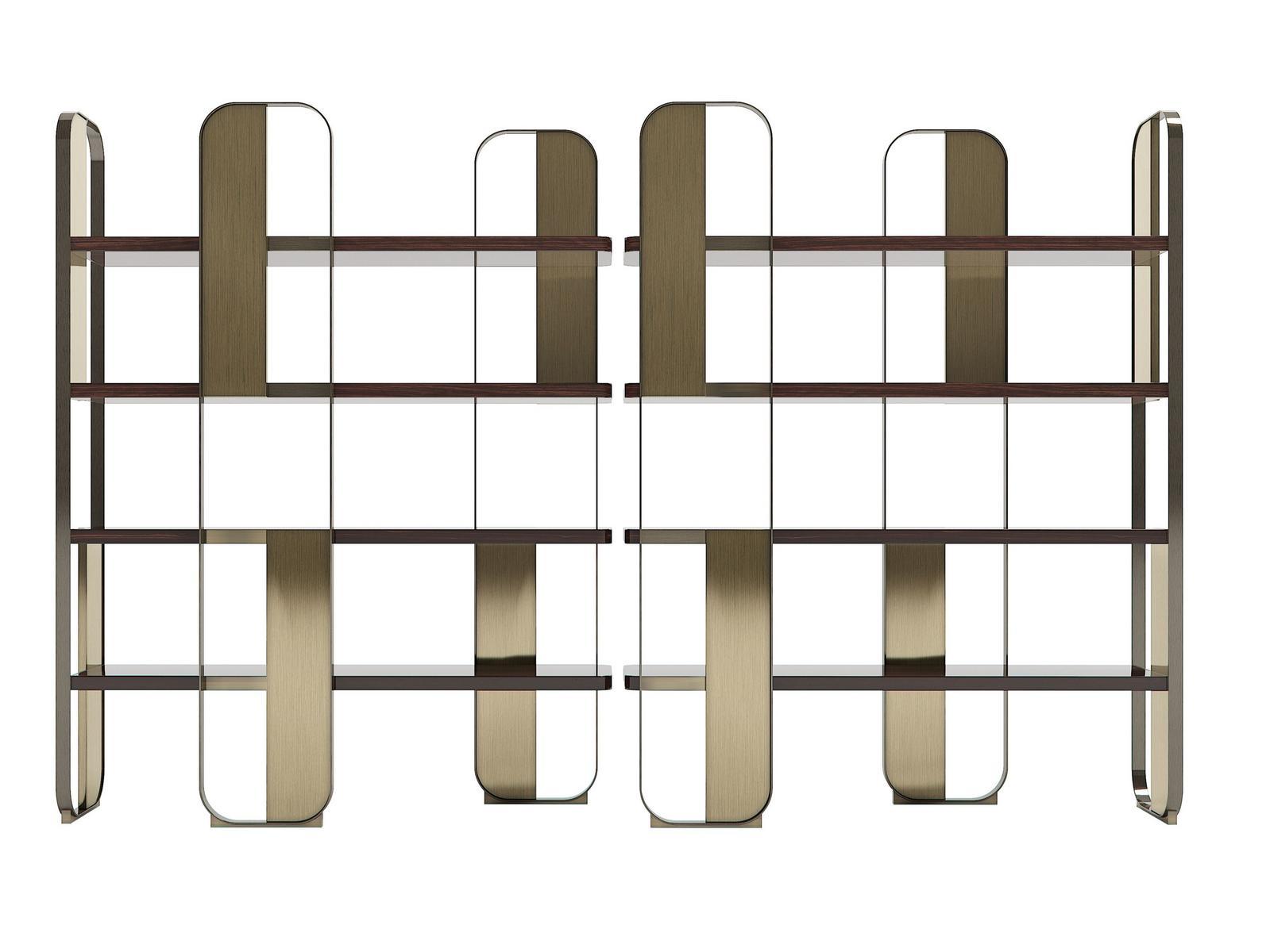 GISELLE Freestanding steel and wood bookcase