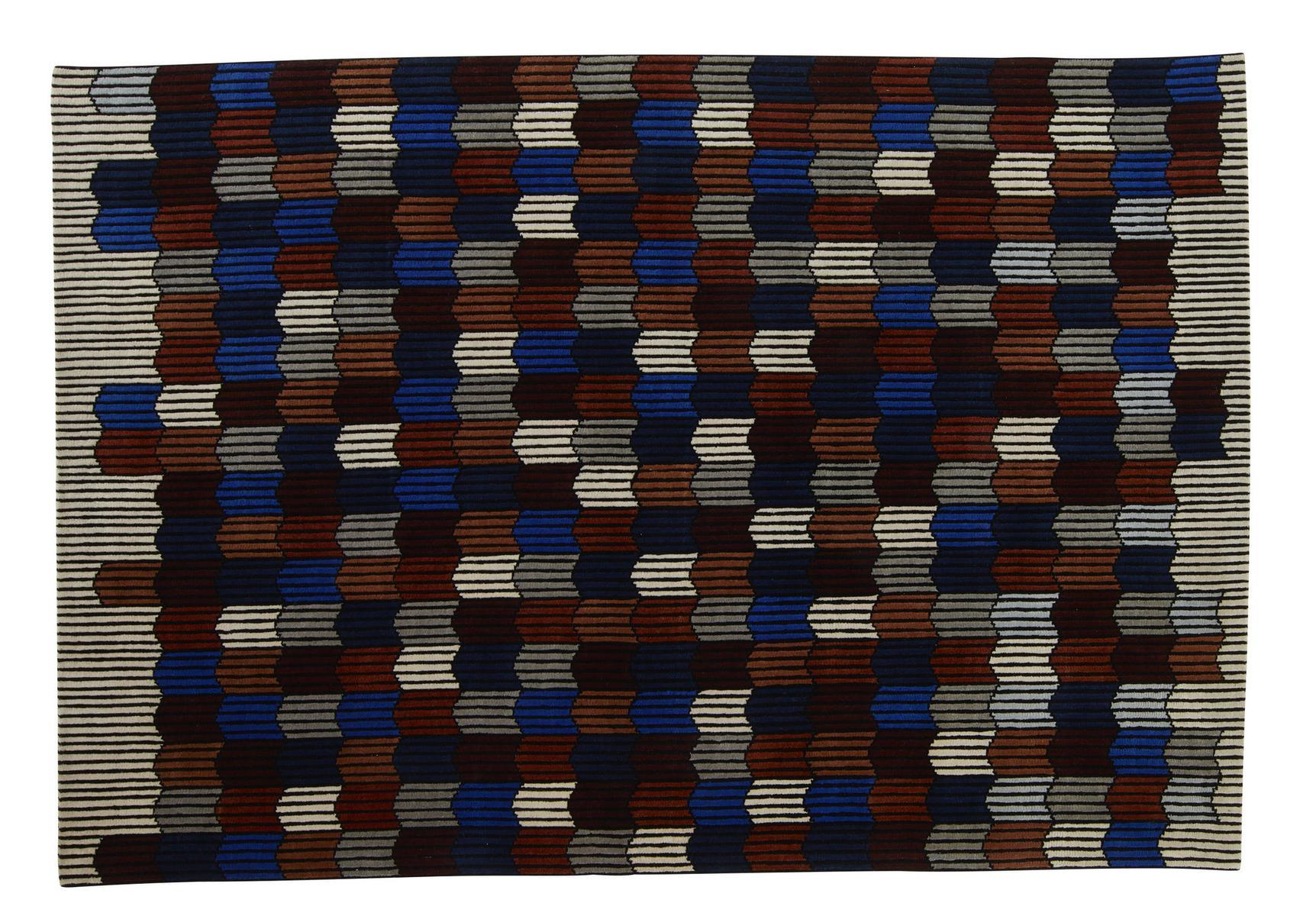 MÉMOIRE D’UNE TRAME Handmade rectangular wool rug with geometric shapes