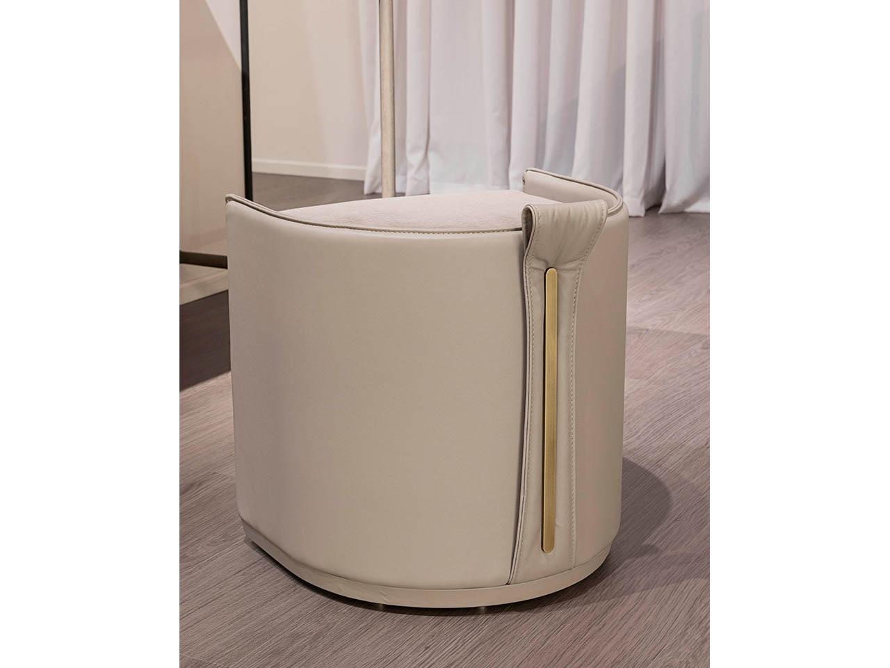 VINE Leather and fabric pouf with integrated magazine rack