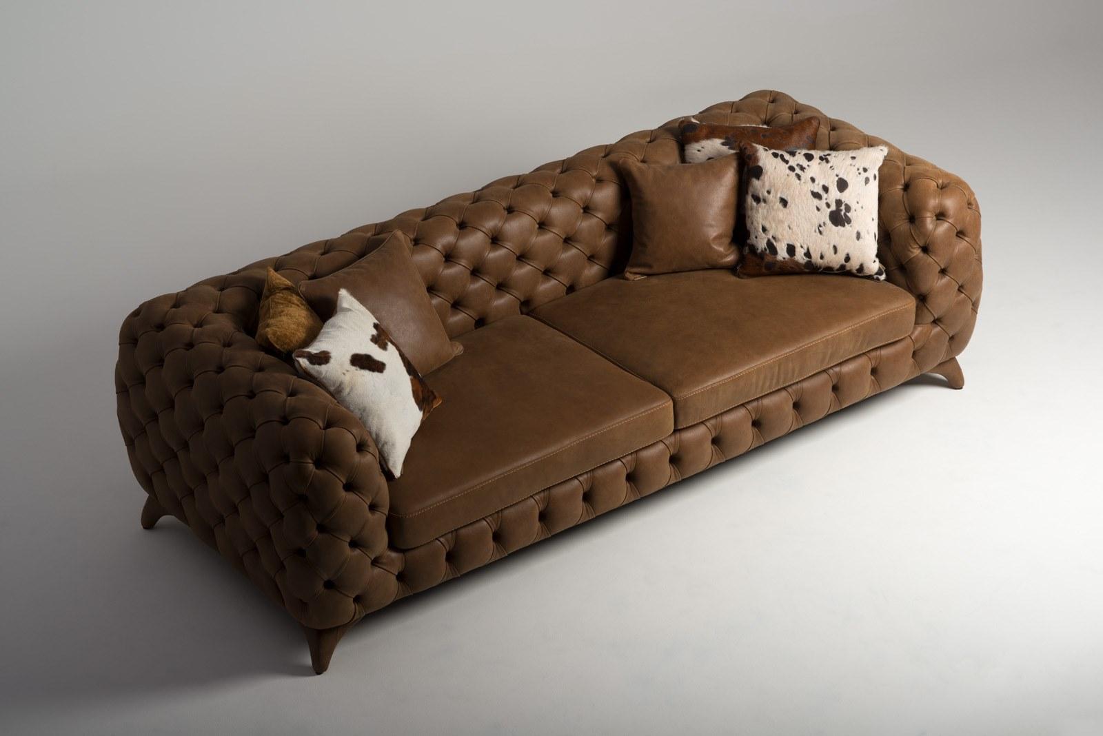 ISIDORO Tufted 3 seater nabuk sofa