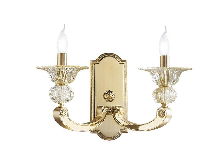 AMY 267/A2 Gold/satin gold plated wall lamp with clear crystal