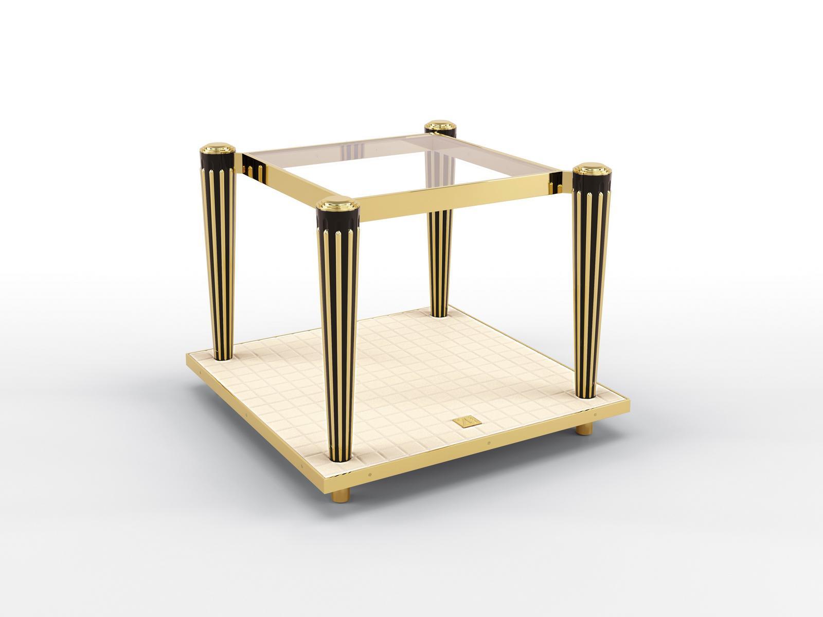 MUMFORD Square metal side table and glass top