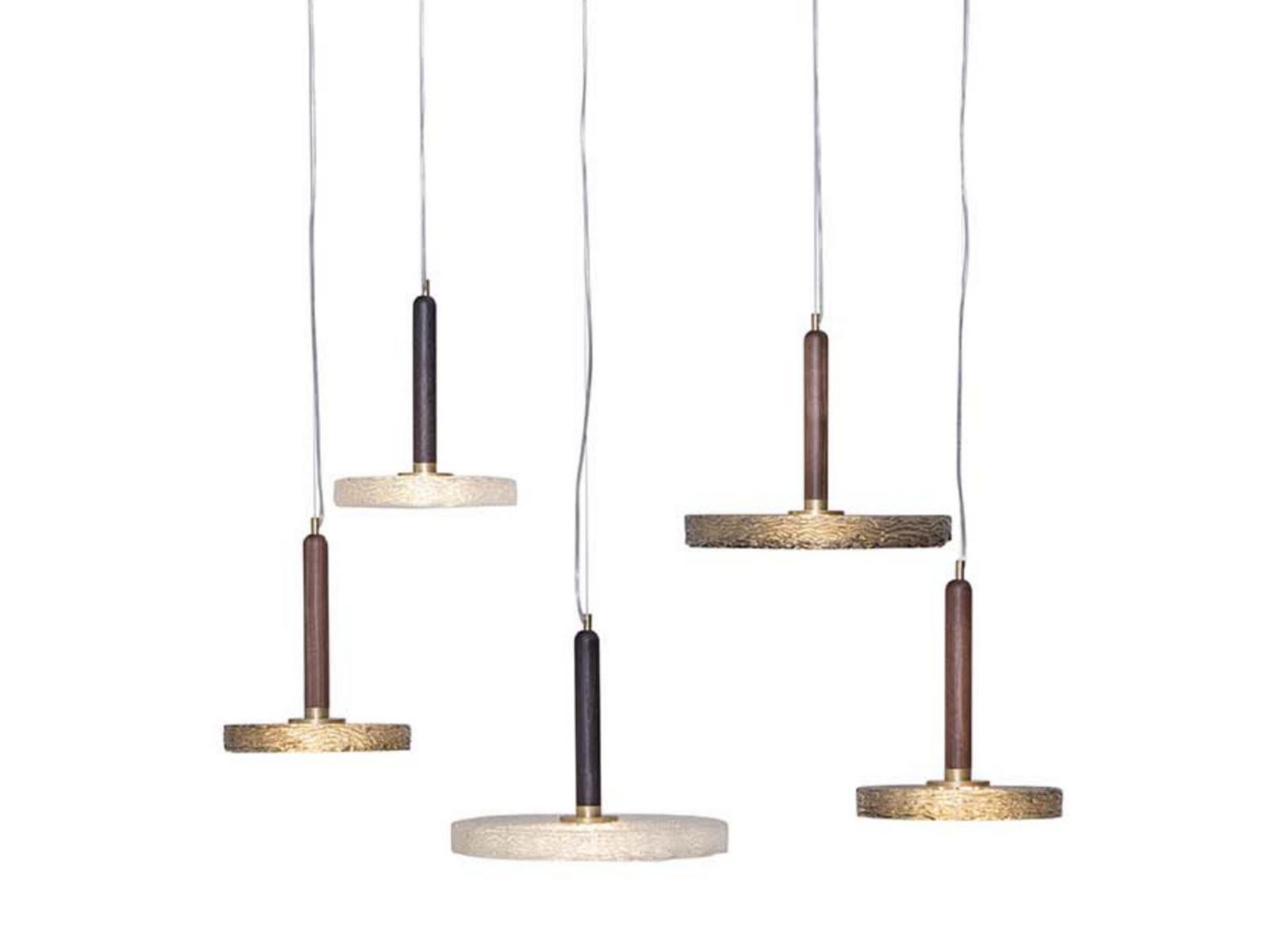 MACRABÈ Wood and glass pendant lamp
