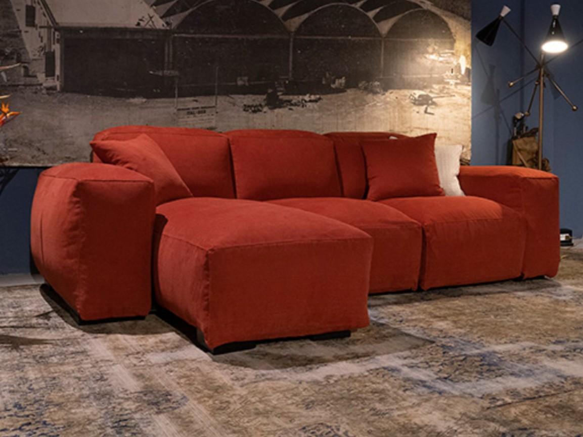 PLACIDO Sectional fabric sofa with chaise longue
