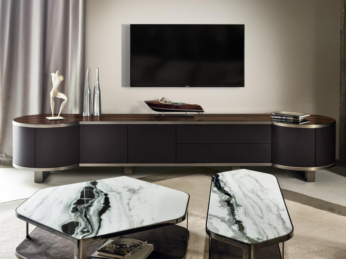 COURBET Leather sideboard with drawers