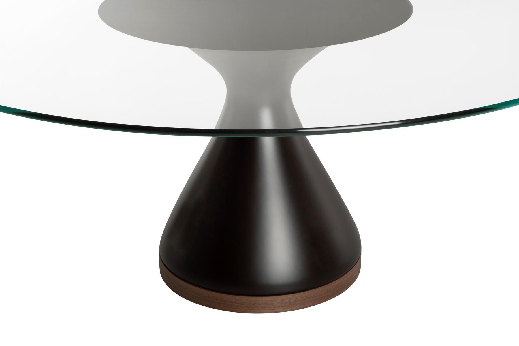 DOLLY Round glass table and base in agglomerated marble