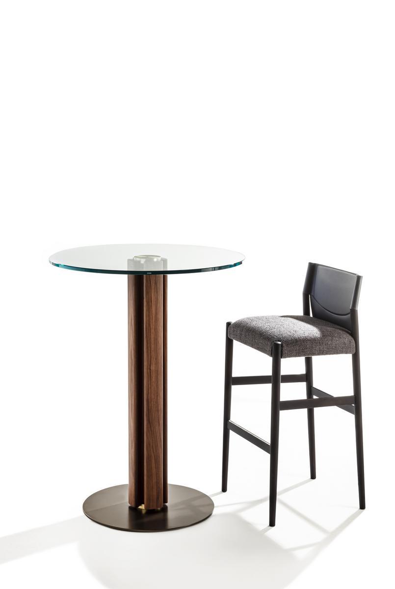 QUADRIFOGLIO BISTROT High table in canaletta walnut and glass top