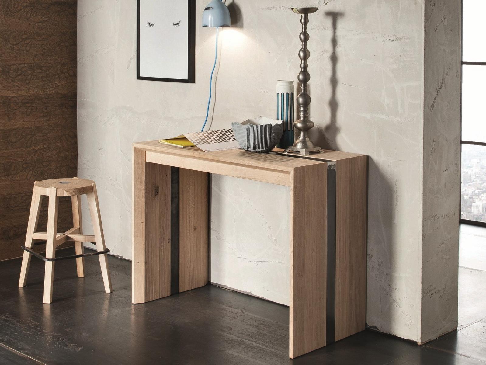 MANHATTAN Extending rectangular solid wood console table