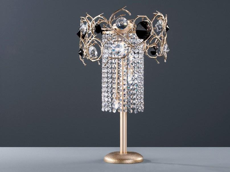 DIAMOND Halogen bronze table lamp with crystals