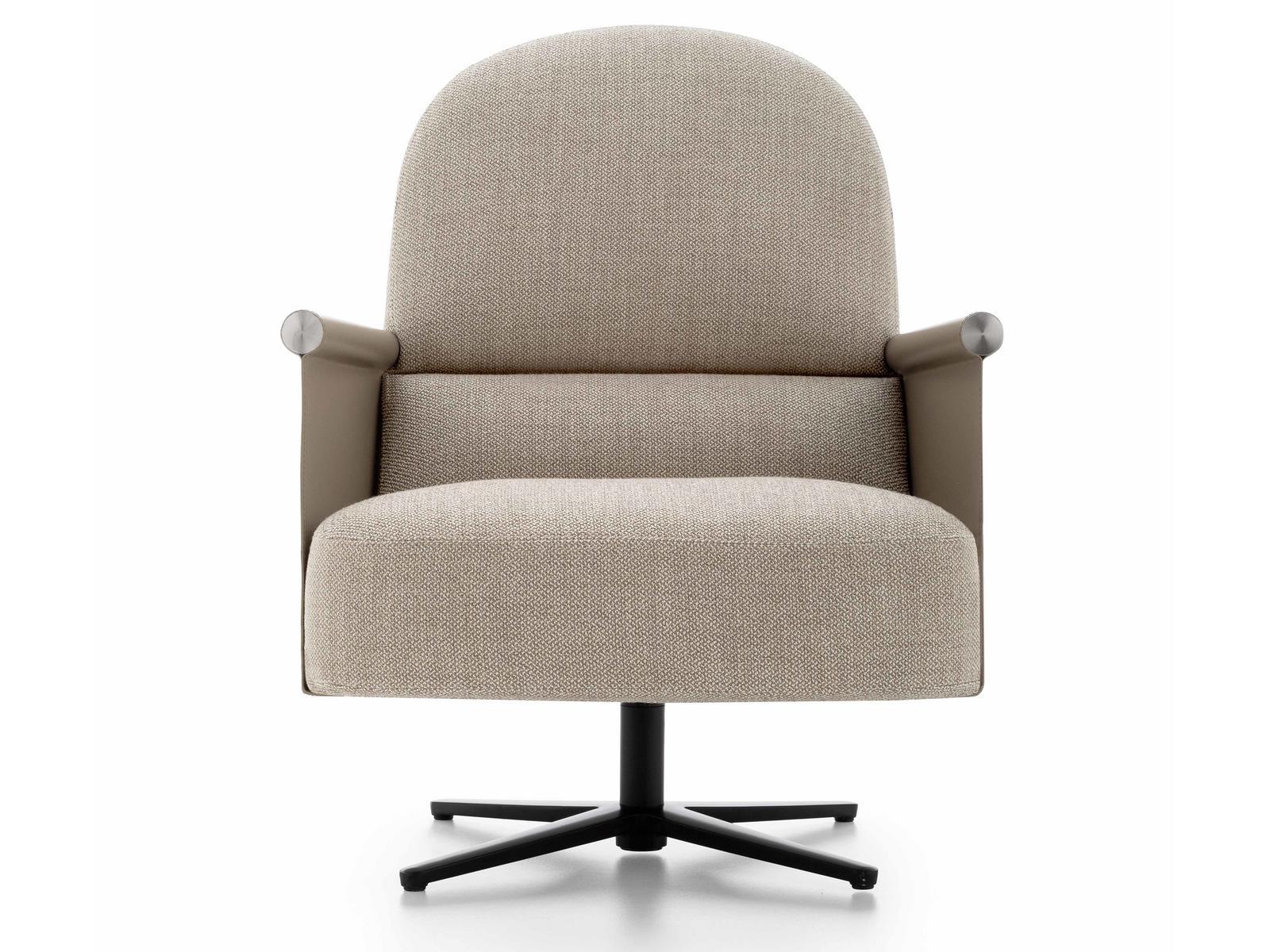 BEYL Swivel fabric armchair with 4-spoke base with armrests