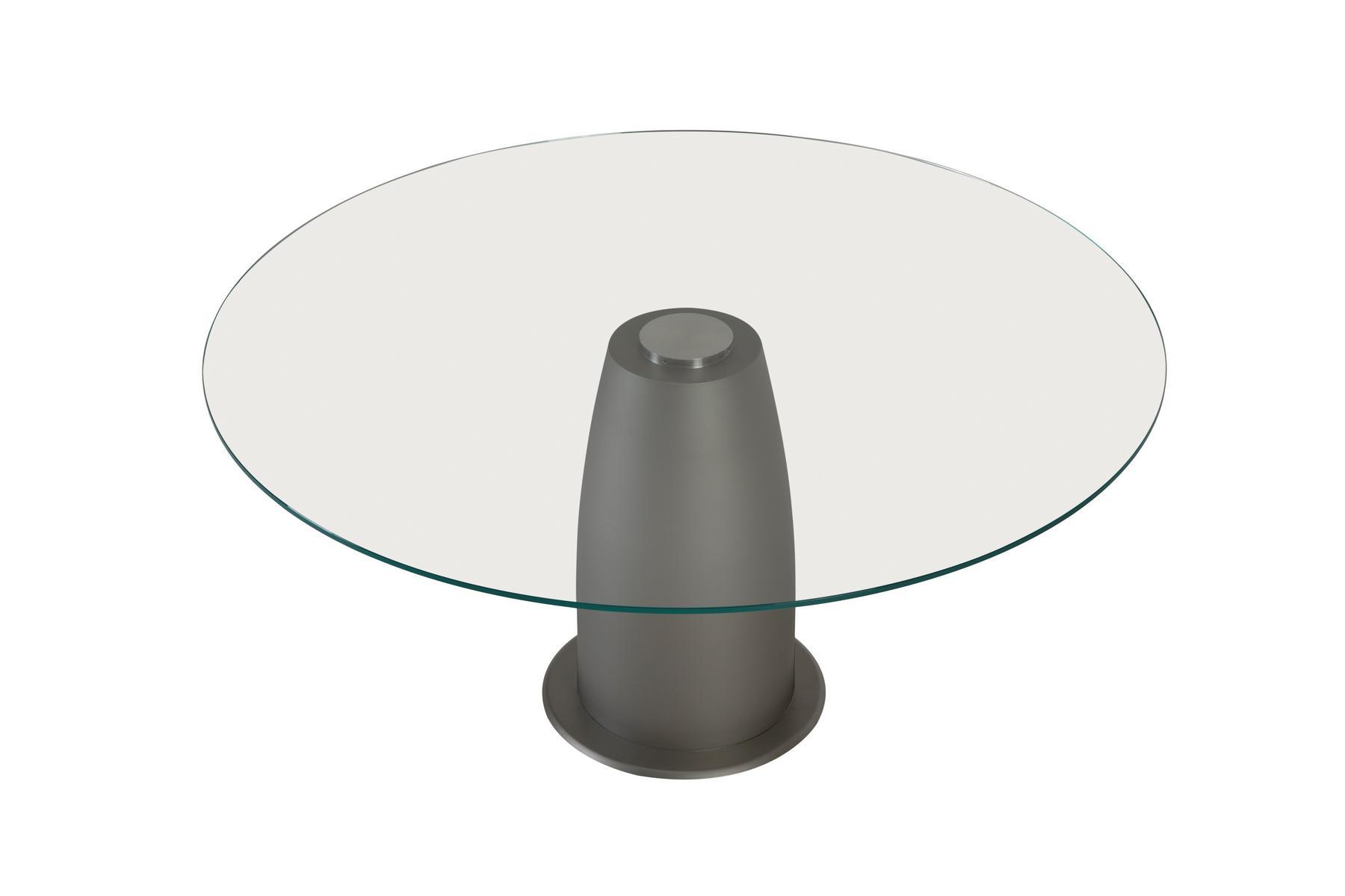 DUCA Round glass table with painted steel base