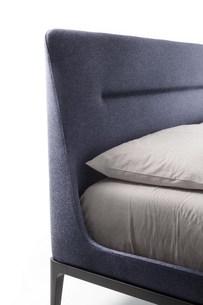 VICTORIANO Fabric double bed with upholstered headboard