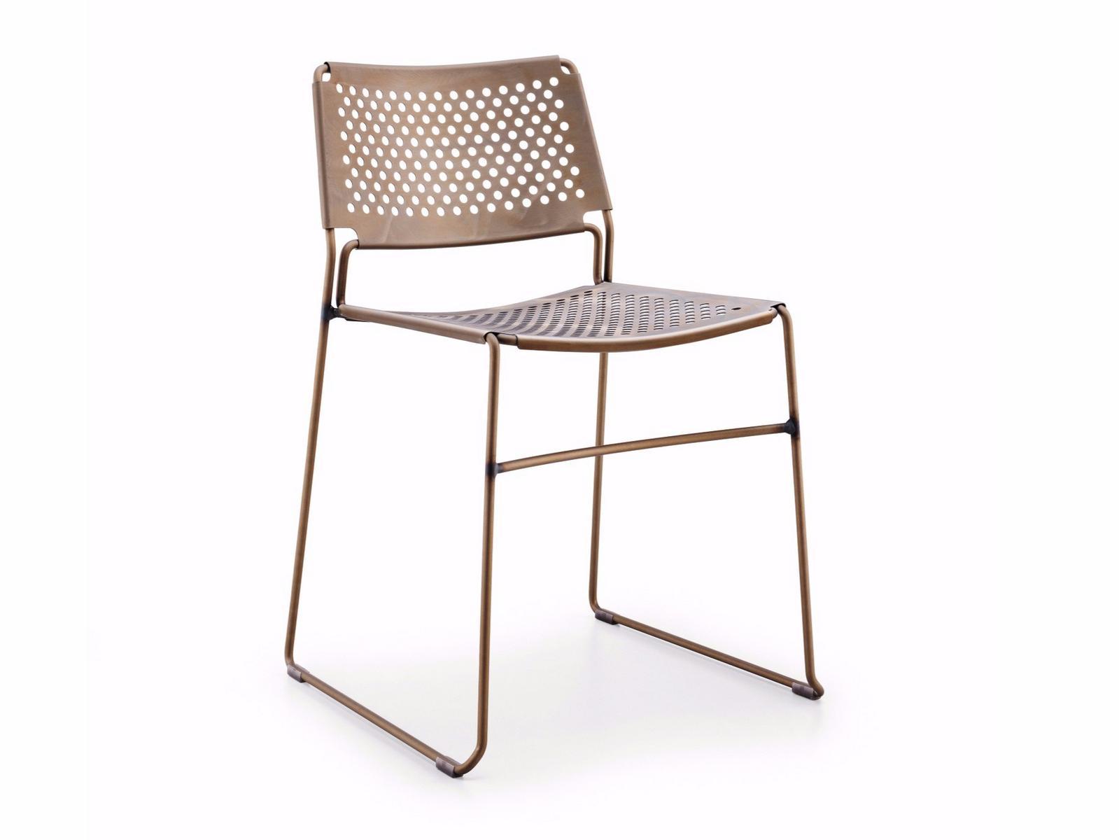 SLIM Sled base stackable steel garden chair