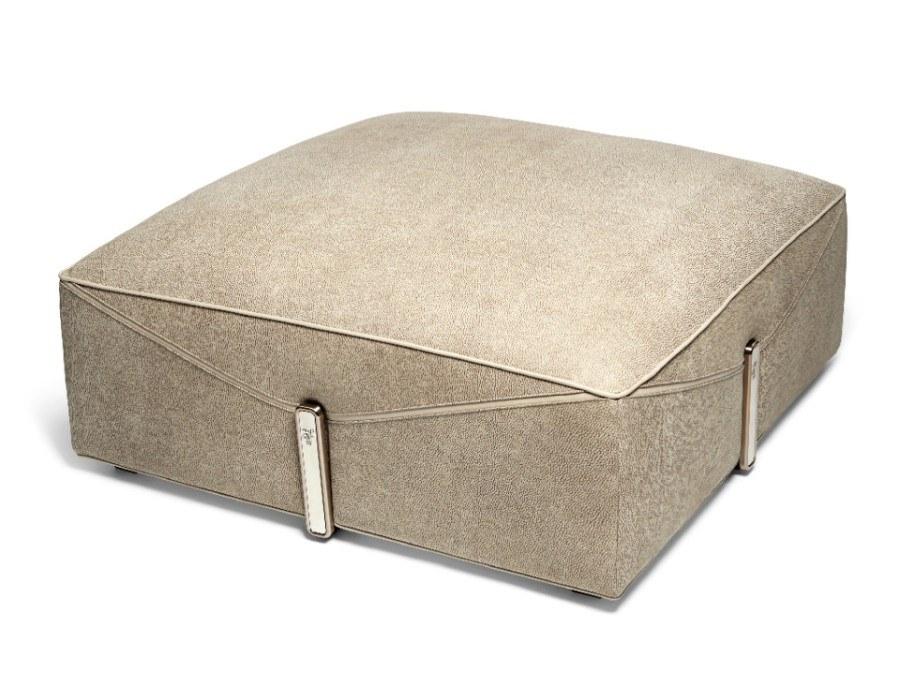 BASTIAN Upholstered square leather pouf