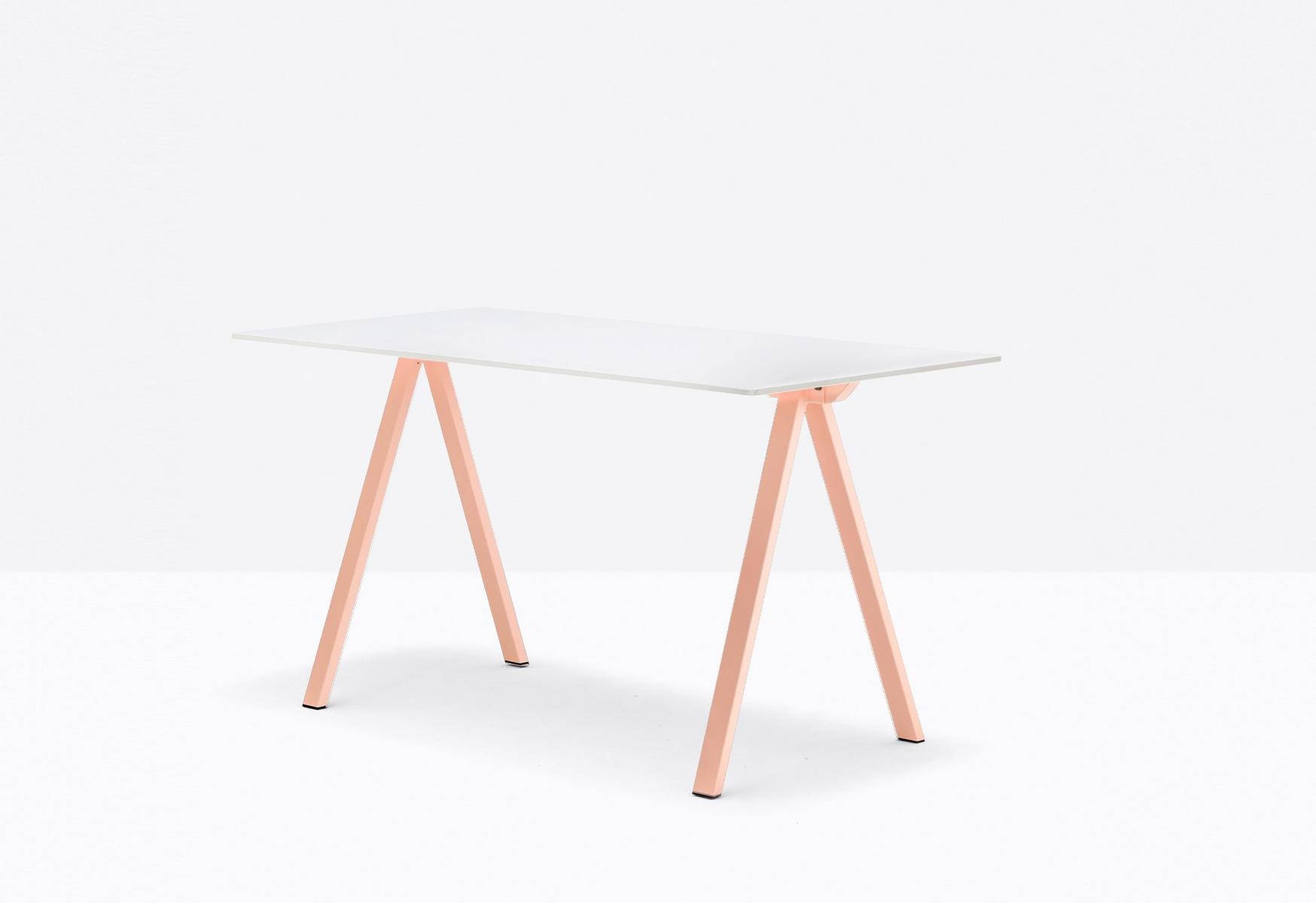 ARKI-DESK Table with steel trestle legs and solid laminate top