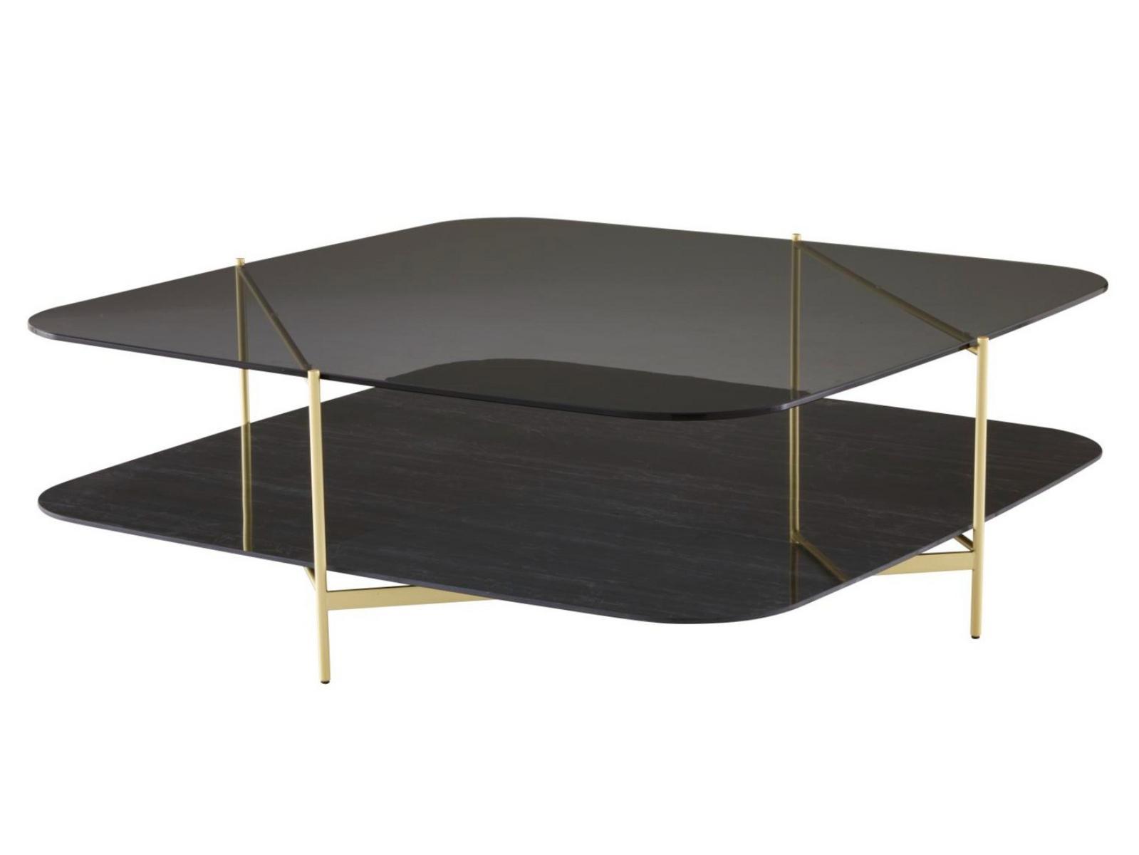 CLYDE Low rectangular glass coffee table