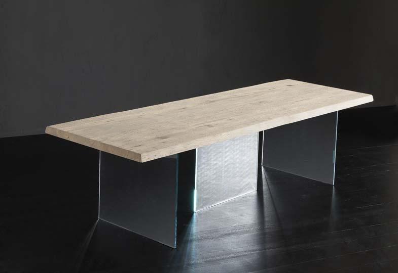 DENVER + ICE Rectangular wood and glass dining table