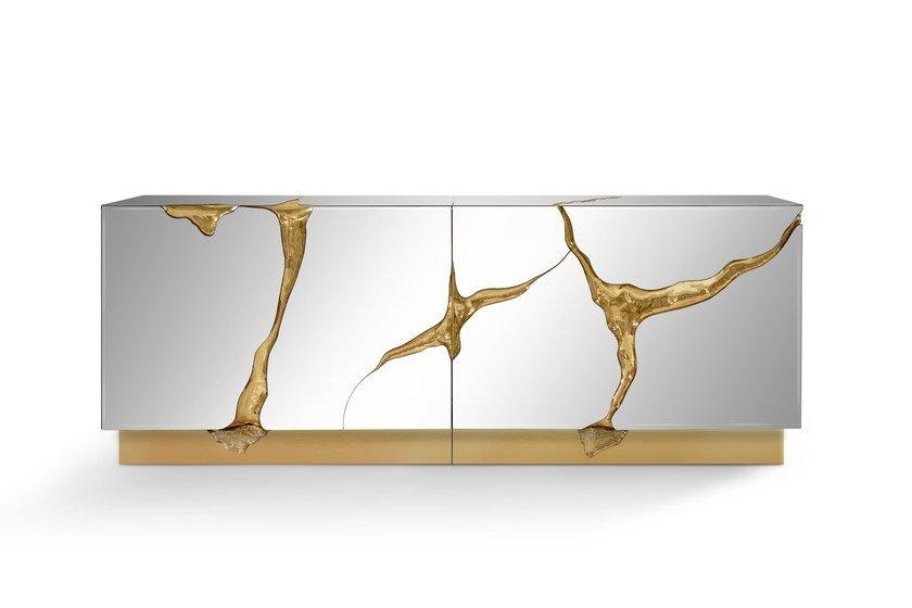 LAPIAZ Stainless steel sideboard with mirrored door