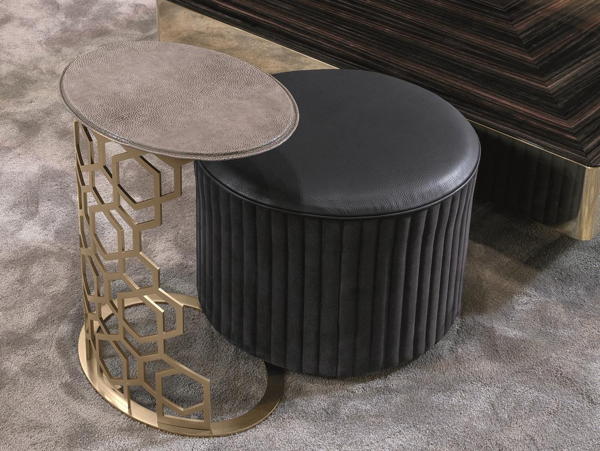 FELIX Round velvet pouf