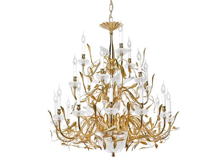 FOLIAGE 350/12+6+3+2 Gold plated/satin gold plated chandelier with crystal