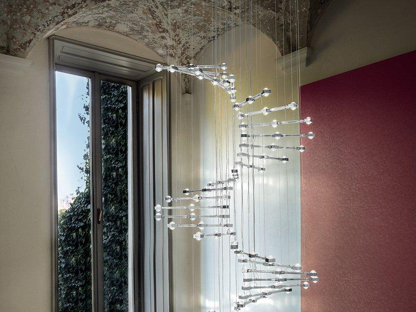 RAQAM P4 LED metal pendant lamp with crystals