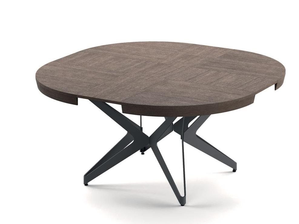 BIG ROUND Extending round steel and wood table