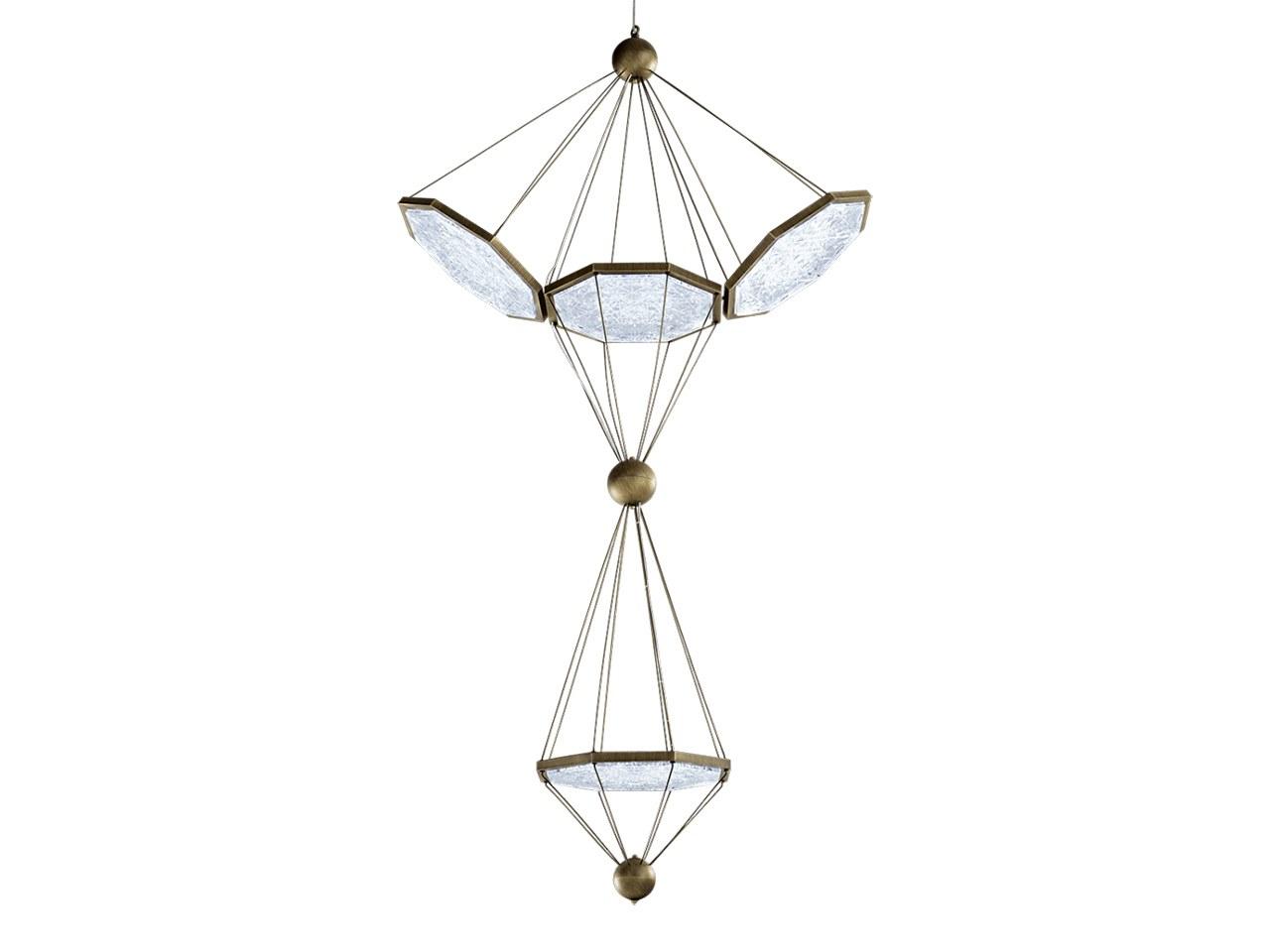 ZEUS LED adjustable crystal and metal pendant lamp