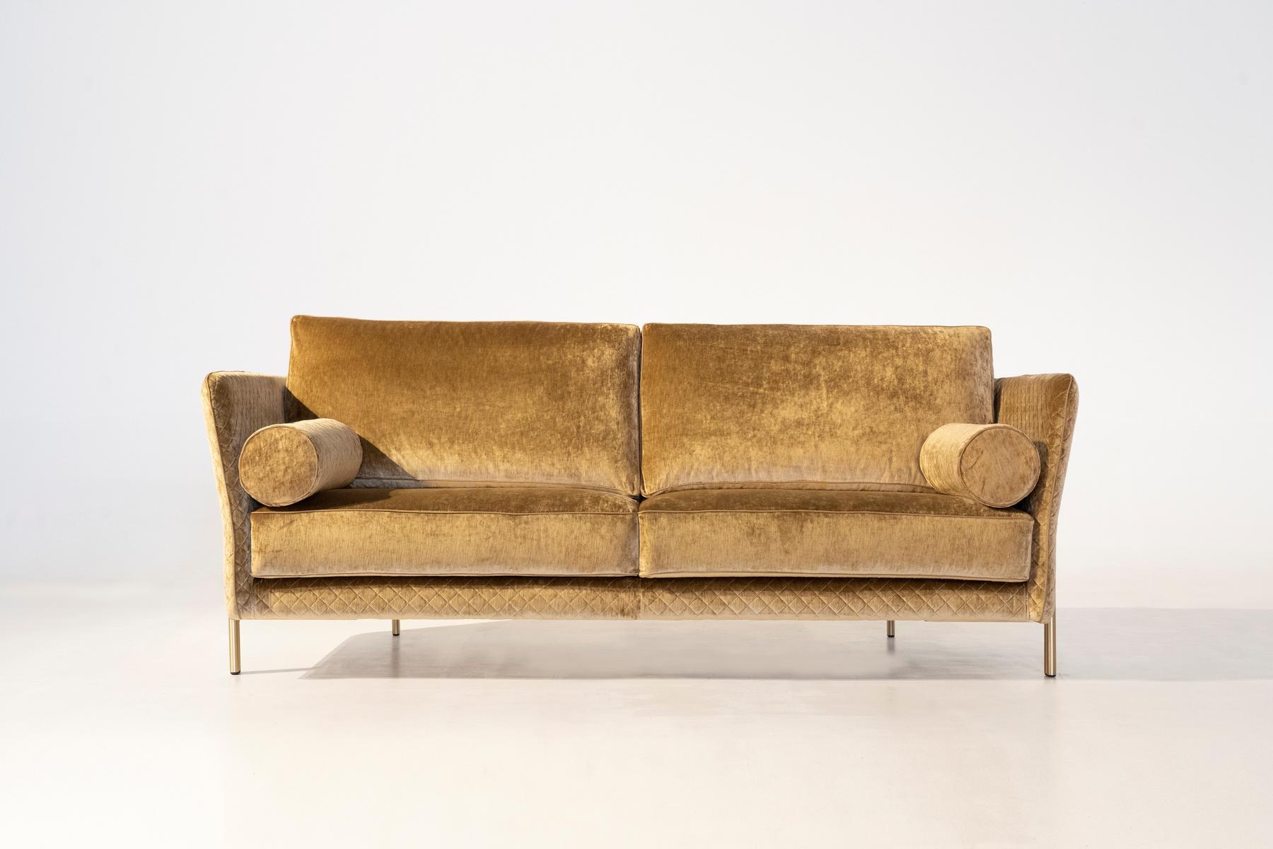UNIVERSAL 3 seater velvet and leather sofa