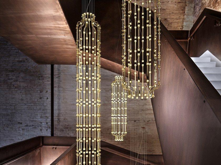 RAQAM M7 LED metal pendant lamp with crystals